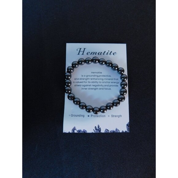 Hematite Stretch Bracelet Unisex Grounding Protection Strength Crystal Jewelry - Picture 2 of 12